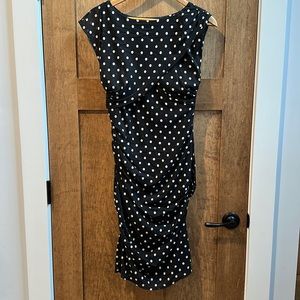 Ann Taylor Polka Dot Sheath Dress with Ruching